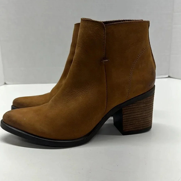 Steve Madden Pawel High Heel Suede Ankle Boots Boot Cognac Brown Women's Size 8 - Picture 6 of 11